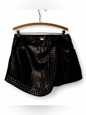 VENUS Black Faux Leather Skirt with Silver Studs